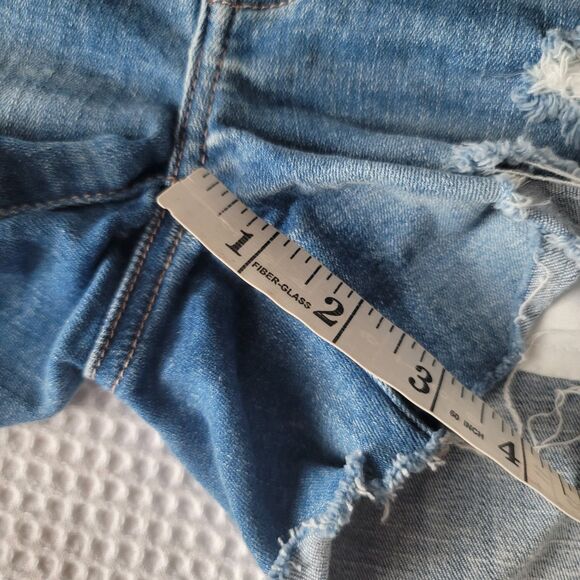 American Eagle Next Level Stretch Midi Shortie Blue Denim shorts Size 000 - Picture 6 of 13